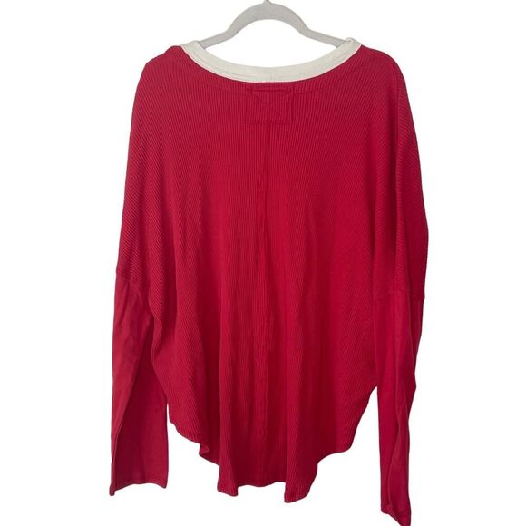 We The Free Waffle Knit Oversized Ringer Long Sleeve Shirt Large - Picture 3 of 8